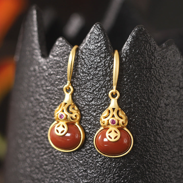 Silver Agate Drop Dangle Earrings