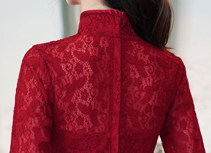 2022 Burgundy A-line Wdding Qi Pao Cheongsam Dress