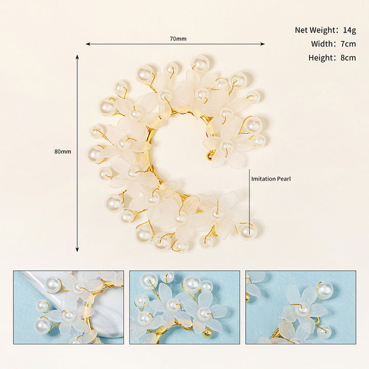 Pearls Flowers Women Ear Cuff Wrap Clip