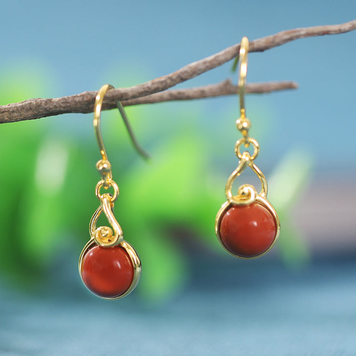 Vintage Silver Jade Drop Dangle Earrings
