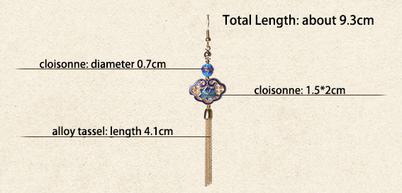 Cloisonne Tassel Drop Dangle Clip On Pierced Earrings
