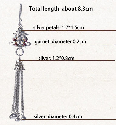 Long Drop Silver Tassel Dangle Clip On Earrings
