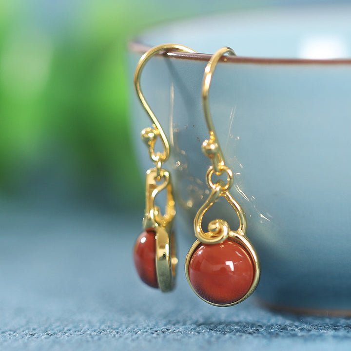 Vintage Silver Jade Drop Dangle Earrings