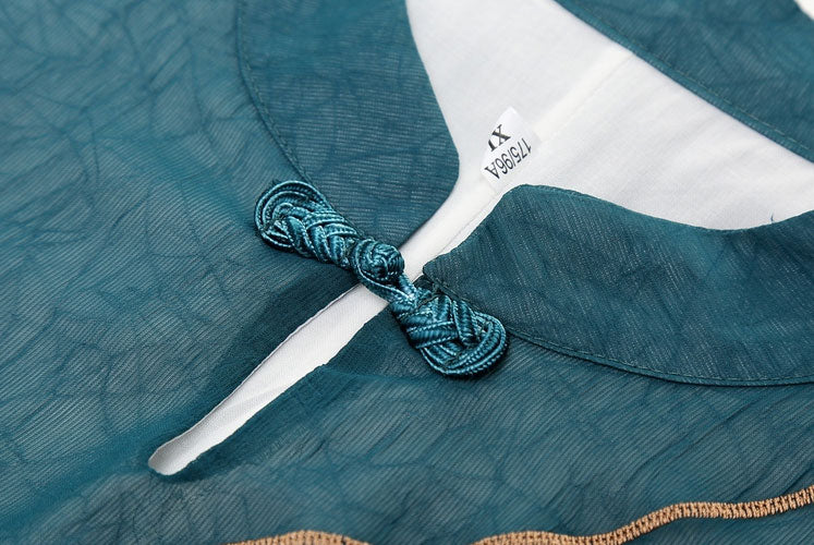 Pink Blue Mothers Embroidered Chiffon Cheongsam Qi Pao Dress