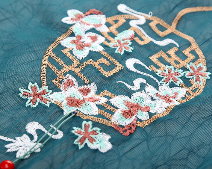 Pink Blue Mothers Embroidered Chiffon Cheongsam Qi Pao Dress