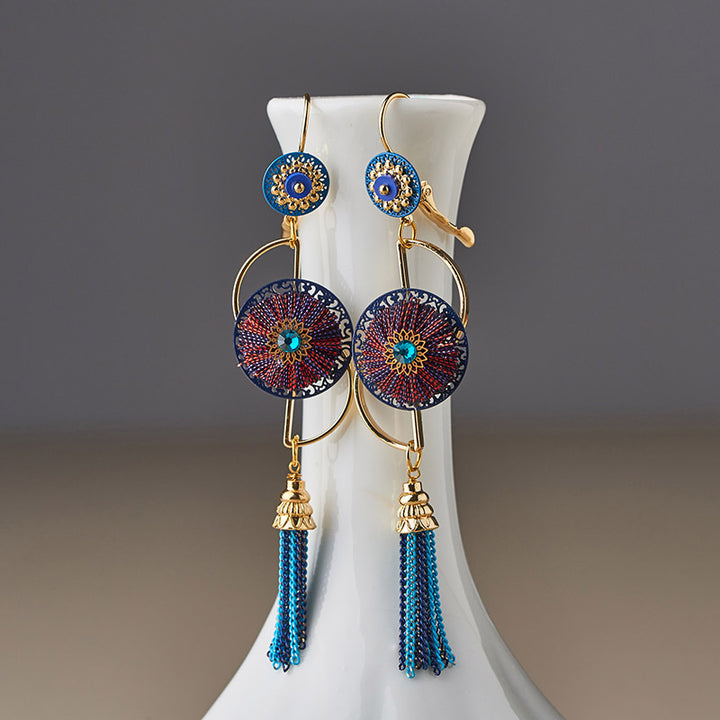 Tassels Dangle Drop Clip On Pierced Earrings