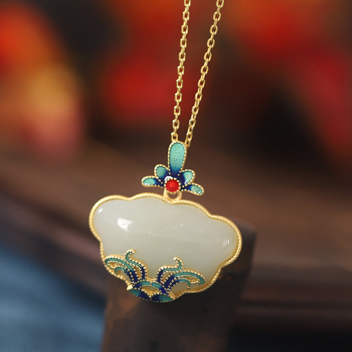 Jade Palace Longeval Lock Pendant Necklace Birthday Christmas Gift