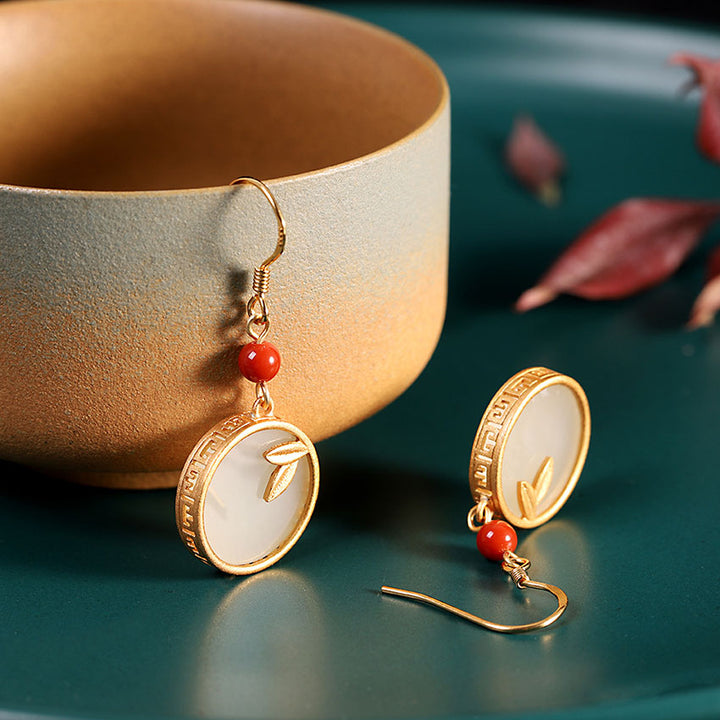 S925 Silver Jade Drop Dangle Earrings