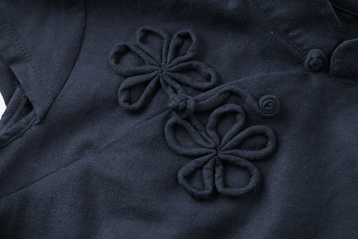 Blue Beige Linen Qipao / Cheongsam T-Shirt Top