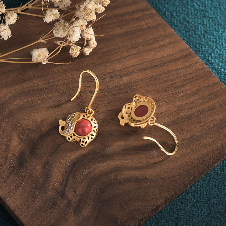 Cute Rhinestone Alloy Elephant Drop Dangle Earrings