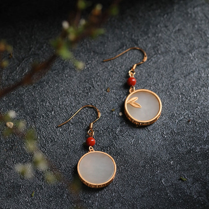 S925 Silver Jade Drop Dangle Earrings