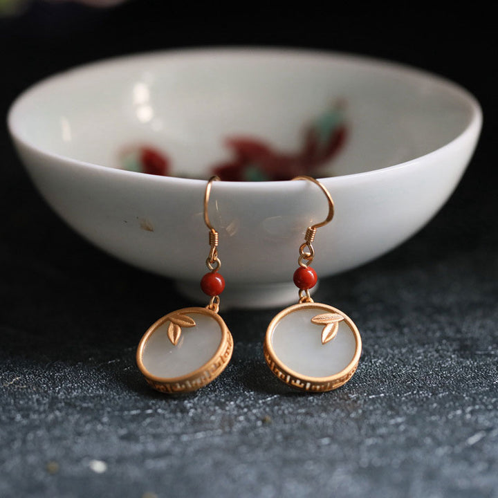 S925 Silver Jade Drop Dangle Earrings