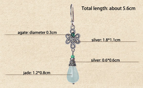 Jade Silver Drop Dangle Clip On Pierced Earrings