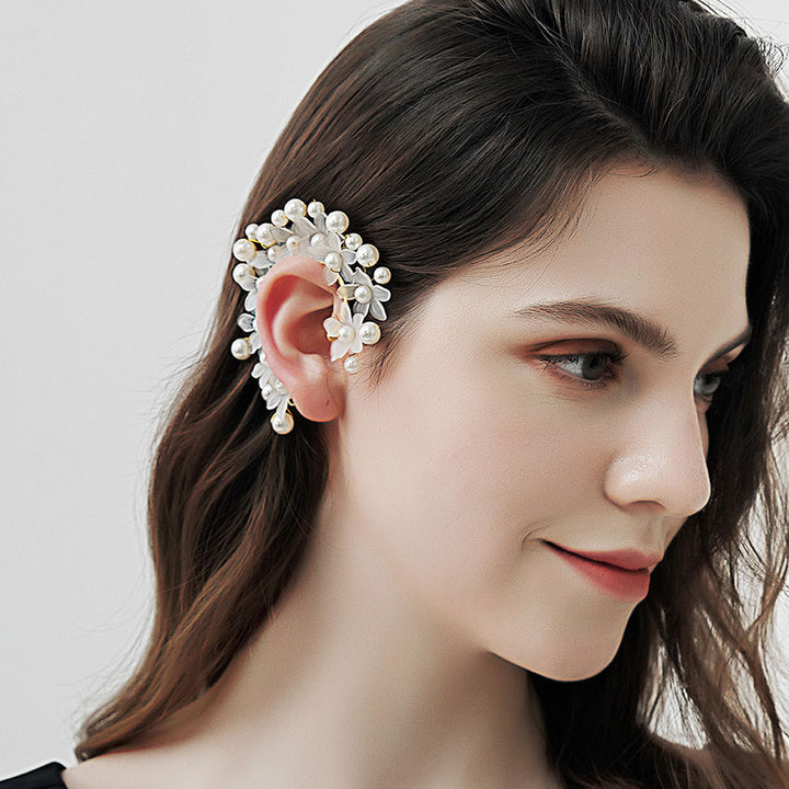 Pearls Flowers Women Ear Cuff Wrap Clip