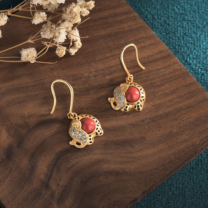 Cute Rhinestone Alloy Elephant Drop Dangle Earrings
