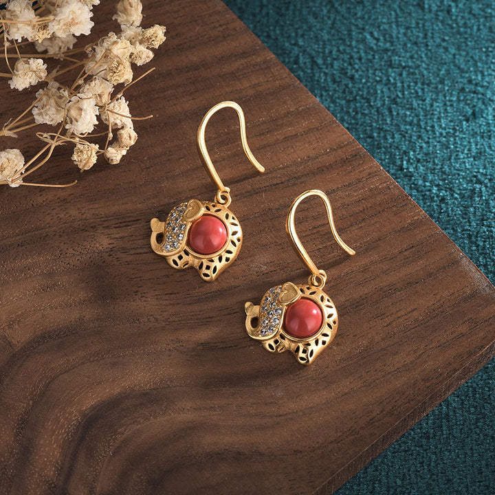 Cute Rhinestone Alloy Elephant Drop Dangle Earrings