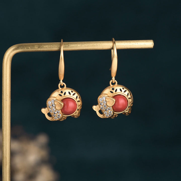 Cute Rhinestone Alloy Elephant Drop Dangle Earrings