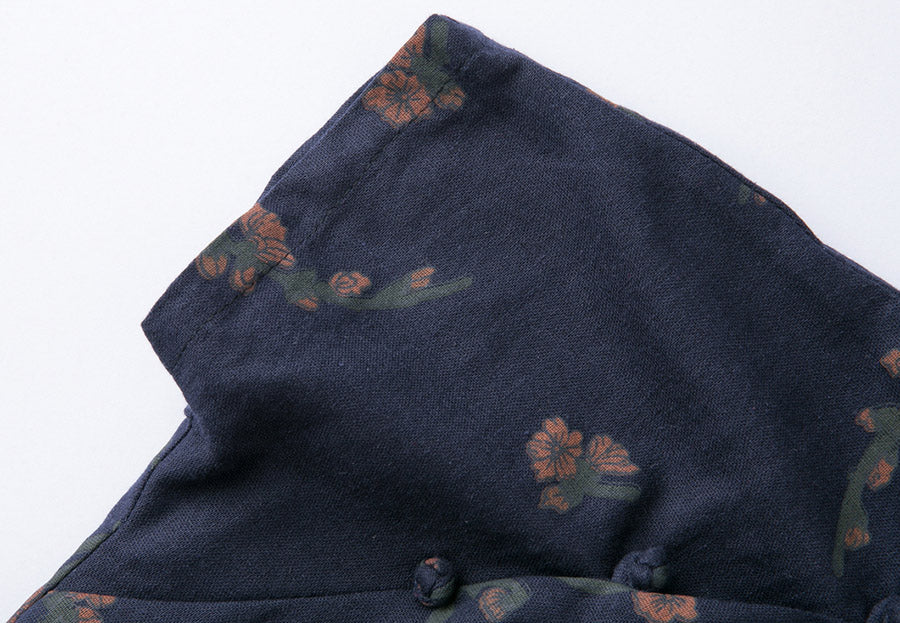 Red Blue Floral Qipao / Cheongsam T-Shirt Top