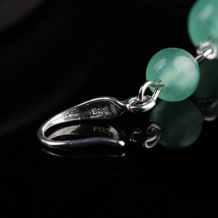 Green Jade Non Pierced Drop Dangle Earrings