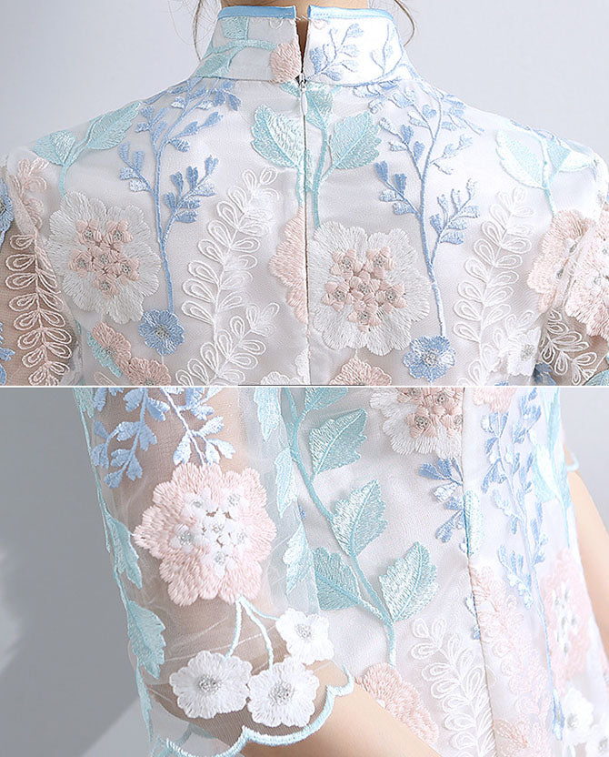 Lace Short A-Line Qipao Cheongsam Party Dress