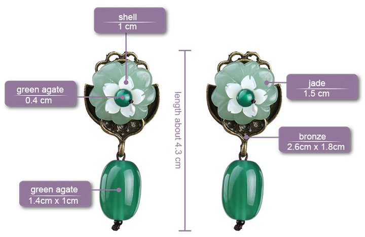 Green Jade Drop Dangle Handmade Earrings