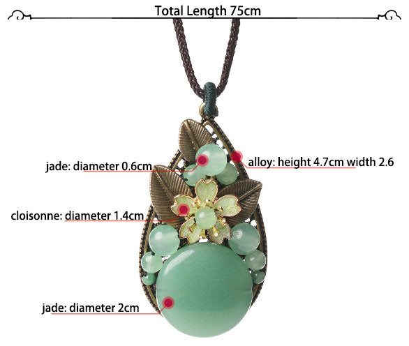 Handmade Adjustable String Jade Pendant Necklace