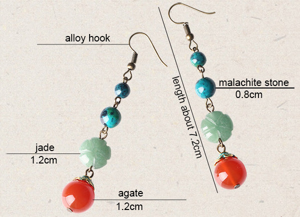 Agate Jade Dangle Drop Earrings