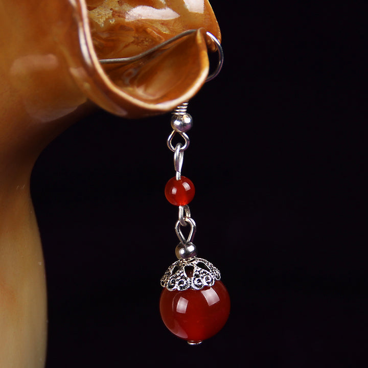 Hook Clip On Non Pierced Drop Dangle Agate Earrings