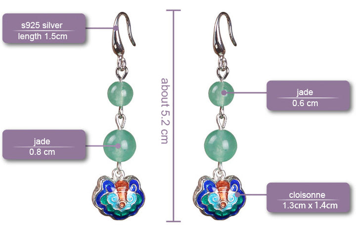 Green Jade Non Pierced Drop Dangle Earrings