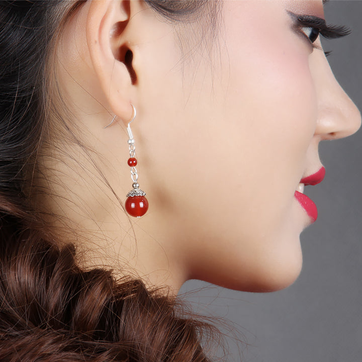 Hook Clip On Non Pierced Drop Dangle Agate Earrings