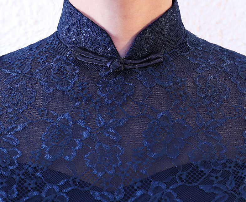 Blue Red A-Line Qipao / Cheongsam Evening Dress