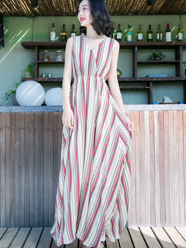 Wrap Front Maxi Beach Dress in Stripe