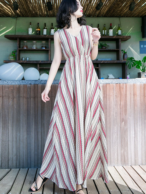 Wrap Front Maxi Beach Dress in Stripe