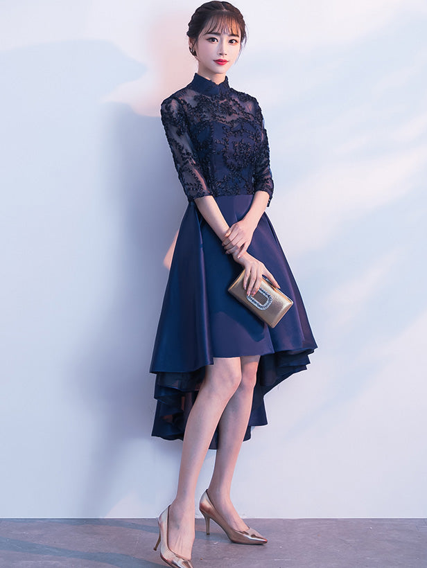 Red Blue High Low Hem Qipao / Cheongsam Party Dress