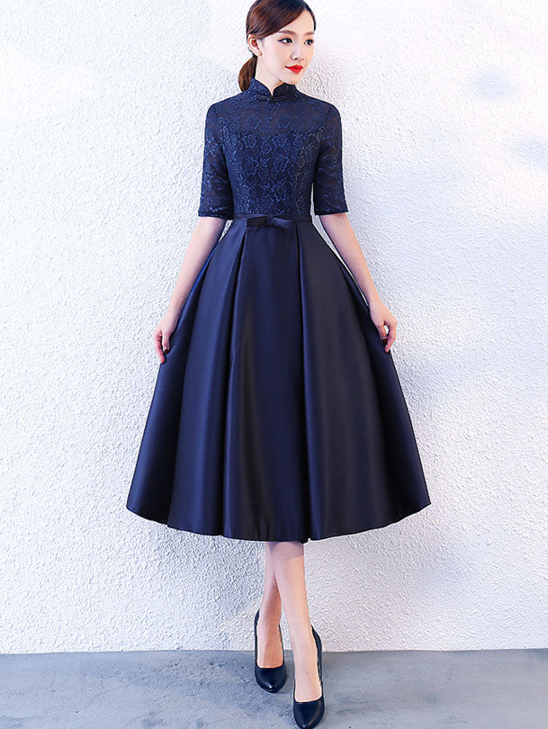 Blue Red A-Line Qipao / Cheongsam Evening Dress