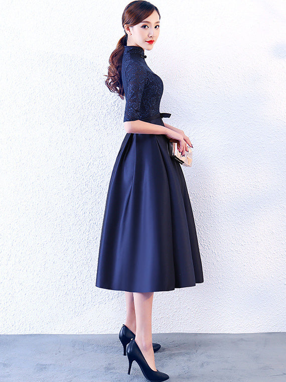 Blue Red A-Line Qipao / Cheongsam Evening Dress