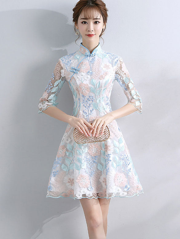 Lace Short A-Line Qipao / Cheongsam Party Dress