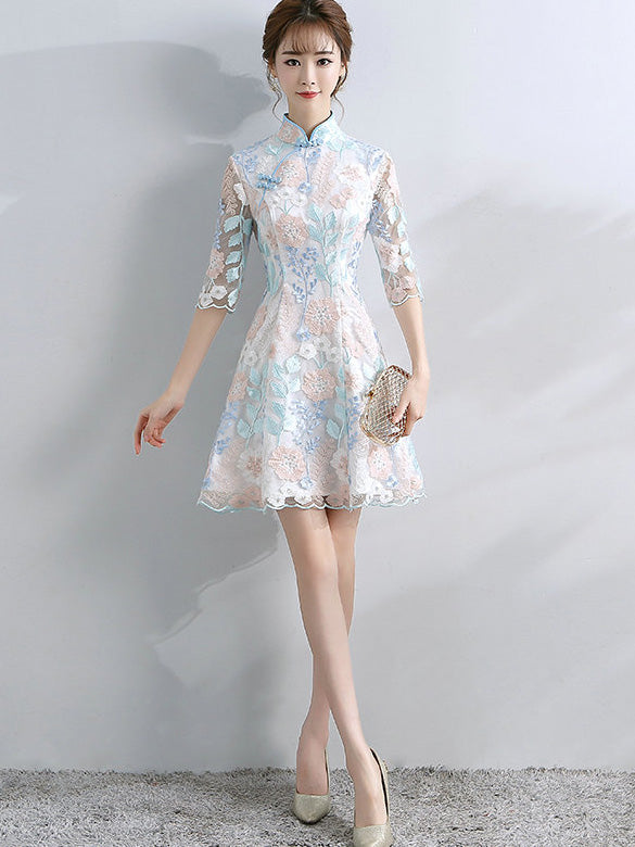 Lace Short A-Line Qipao / Cheongsam Party Dress