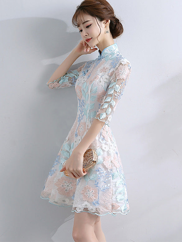 Lace Short A-Line Qipao Cheongsam Party Dress