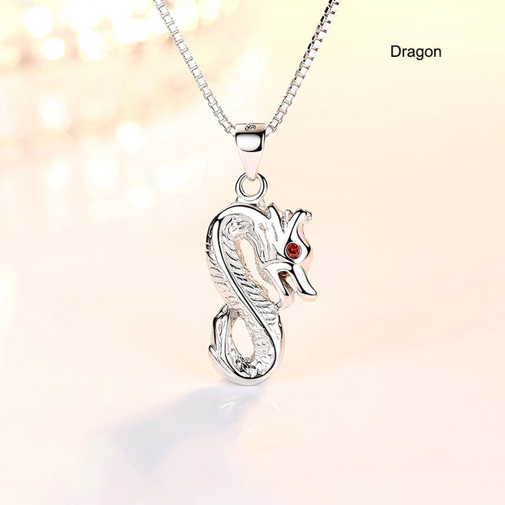 12 Zodiac Animals Silver Pendant Necklace Christmas Birthday Gift