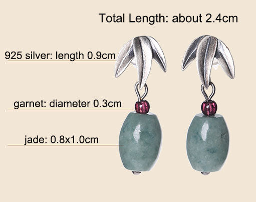 Jade Silver Drop Dangle Pierced Earrings