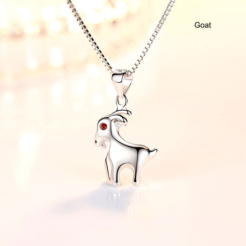 12 Zodiac Animals Silver Pendant Necklace Christmas Birthday Gift