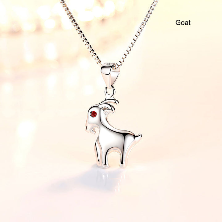 12 Zodiac Animals Silver Pendant Necklace Christmas Birthday Gift