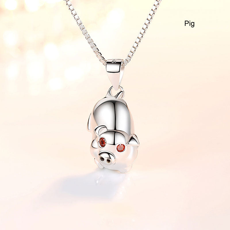 12 Zodiac Animals Silver Pendant Necklace Christmas Birthday Gift