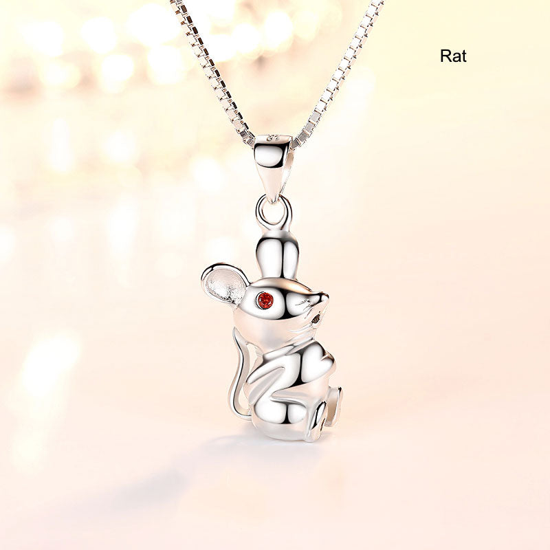 12 Zodiac Animals Silver Pendant Necklace Christmas Birthday Gift