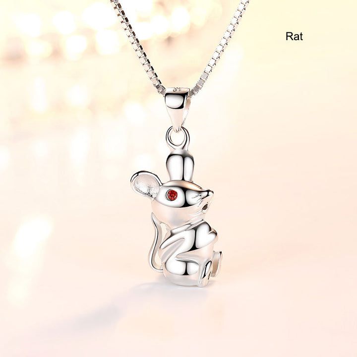 12 Zodiac Animals Silver Pendant Necklace Christmas Birthday Gift