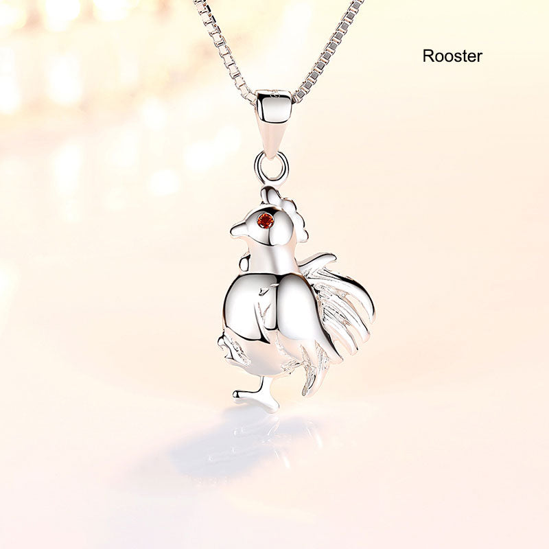 12 Zodiac Animals Silver Pendant Necklace Christmas Birthday Gift