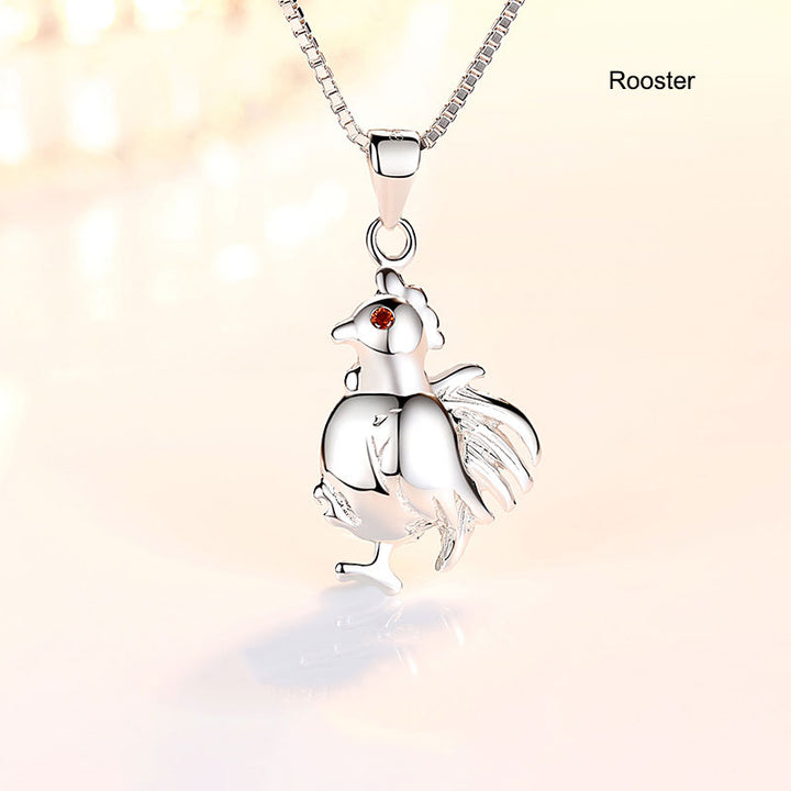 12 Zodiac Animals Silver Pendant Necklace Christmas Birthday Gift