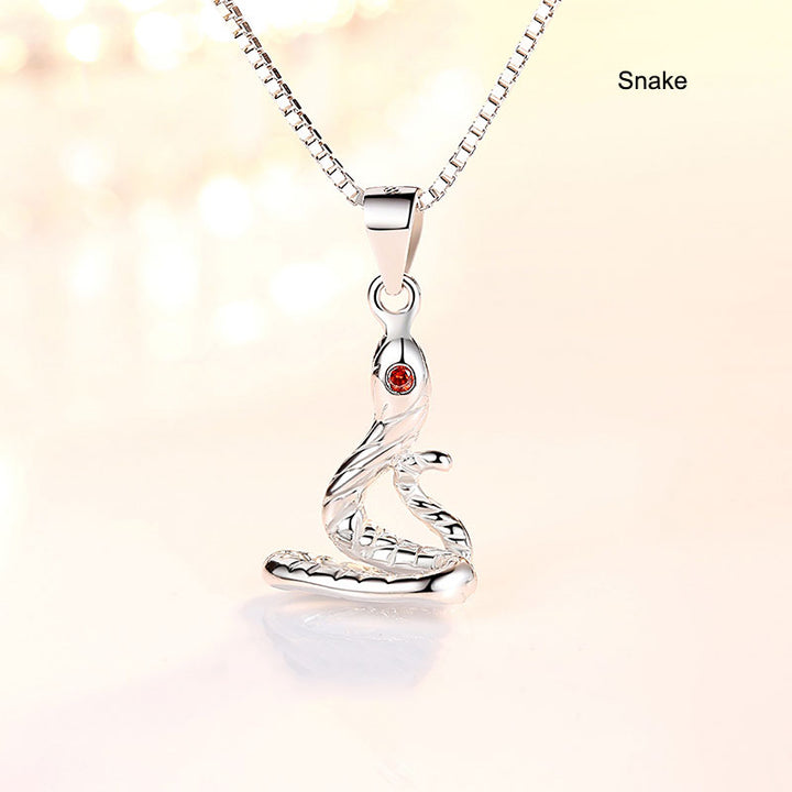 12 Zodiac Animals Silver Pendant Necklace Christmas Birthday Gift