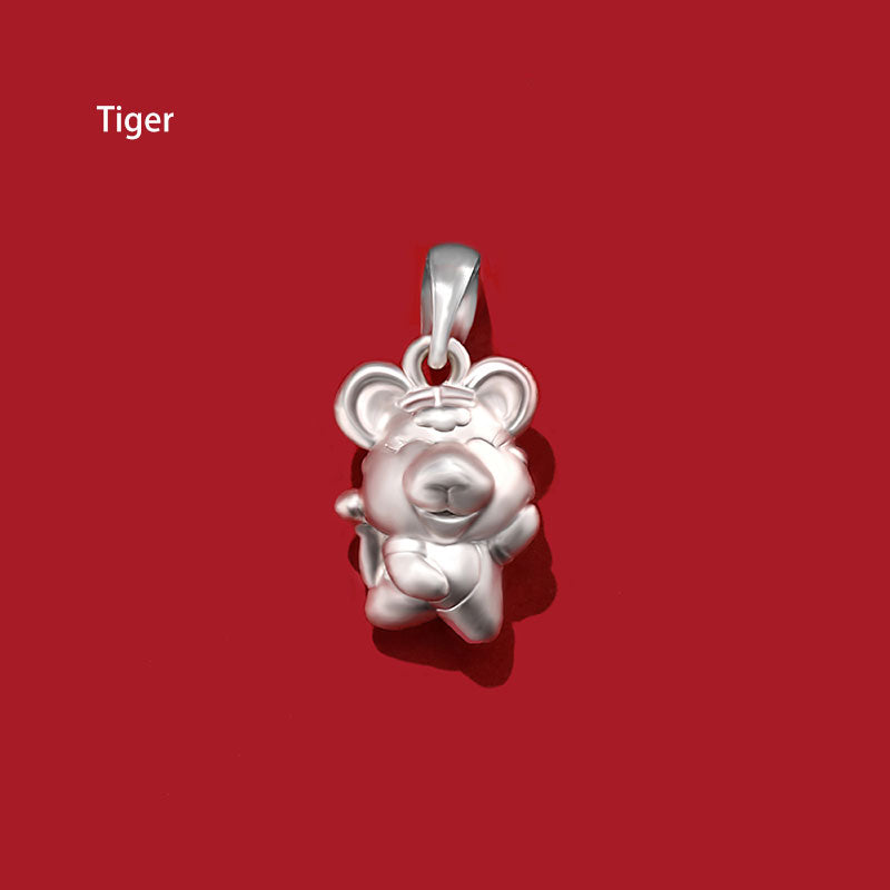 12 Zodiac Animals Silver Pendant Necklace New Year Birthday Gift